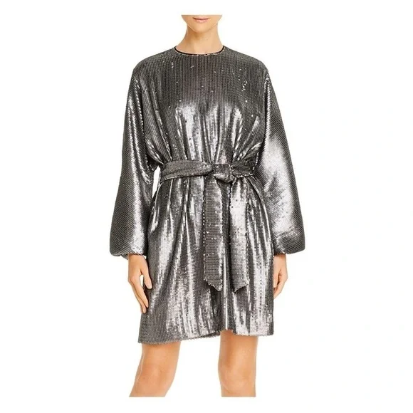 Anine bing / NWT sequin Angie dress bishop sleeve wrap M - Picture 4 of 4